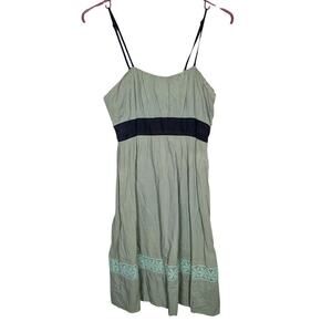 Criss Cross Sage Green & Black Lined Sleeveless Sundress, Size Small